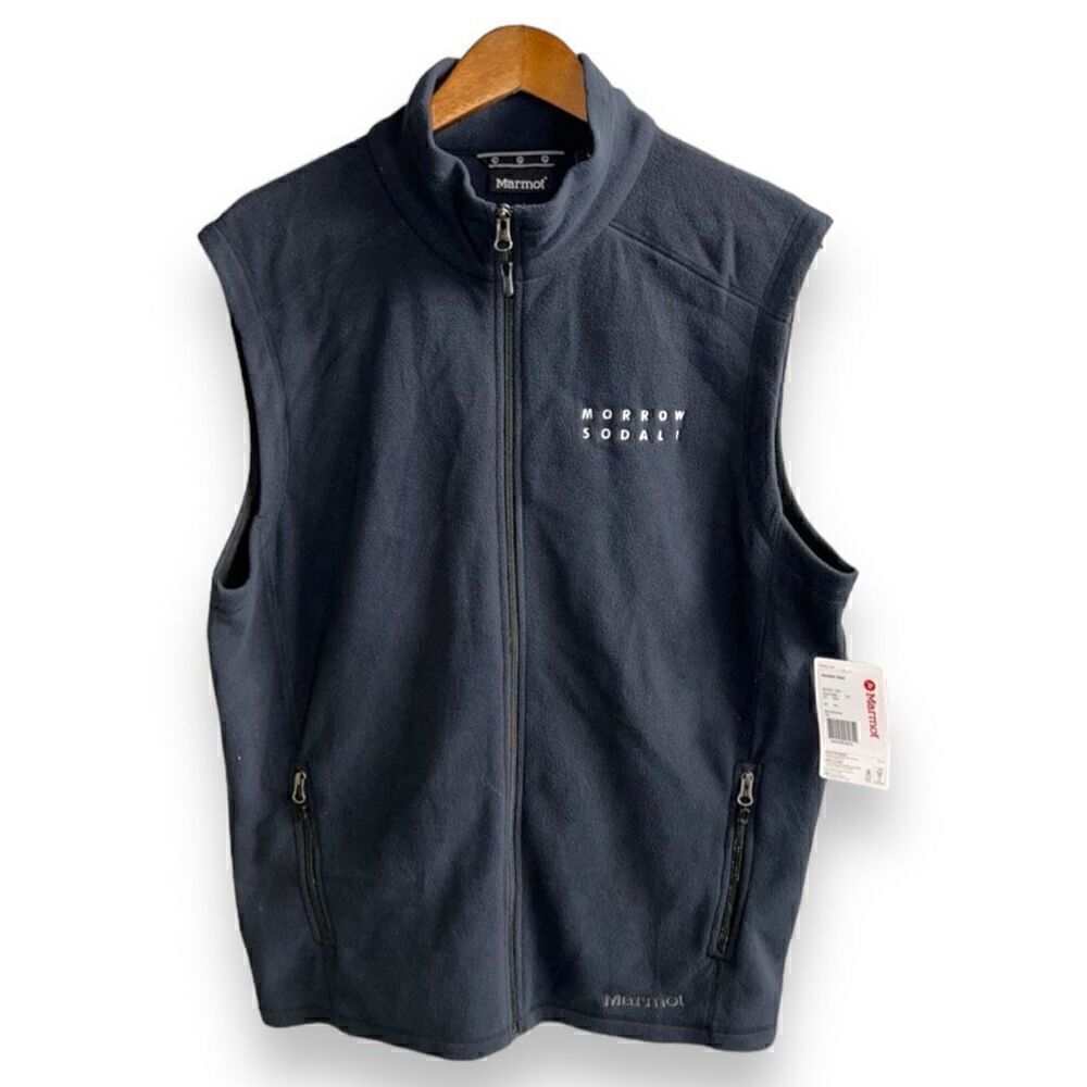 NWT Marmot Black Full Zip Fleece Rocklin Vest Size L